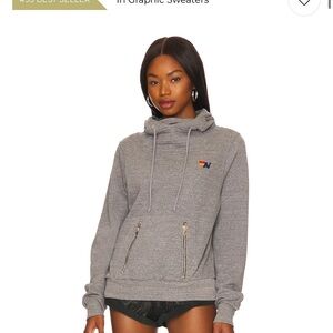 Aviator Nation Gray Cowl Neck Sweater